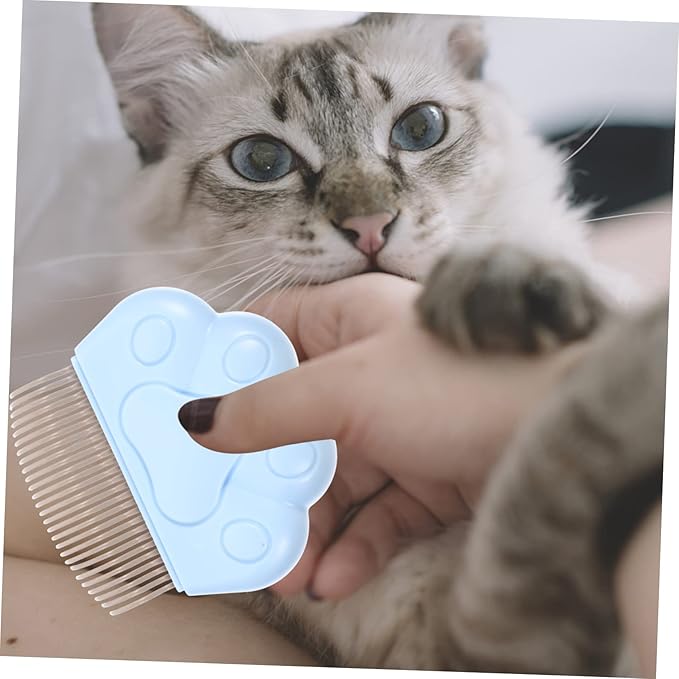 2pcs Cat Grooming Combs for Pet Hair Removal High Density Curved Daily Use for Cats and Dogs Gentle Skin Blue Color