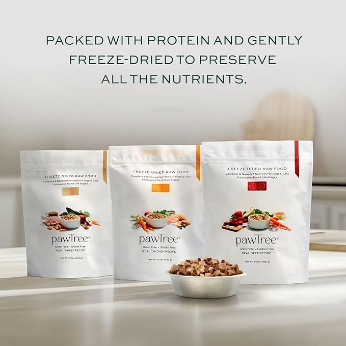 pawTree Freeze-Dried Raw Food for Dogs & Cats. Nutrient-Rich, All-Natural, Complete & Balanced Nutrition. Real Meat, Vegetables & Superfoods (Pork)