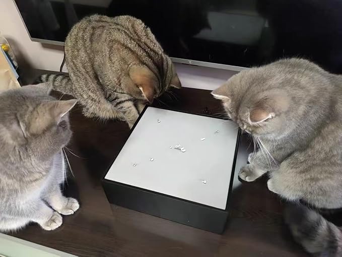 Electric Cat Teaser, Automatic Water Drop Cat Teaser Toy, Modern Sculpture of Flowing Water, for Indoor Cats Dog, Office (Black Charging)