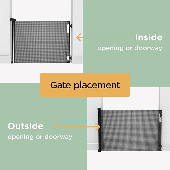 Hakuna Pets Indoor/Outdoor Paw Proof Retractable Dog Gate, 36.6" Tall Extends to 71" Wide, Gray