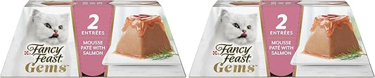 Fancy Feast Gems Pate Cat Food Mousse with Salmon and a Halo of Savory Gravy Cat Food - 4 oz. Boxes,(Pack of 16)