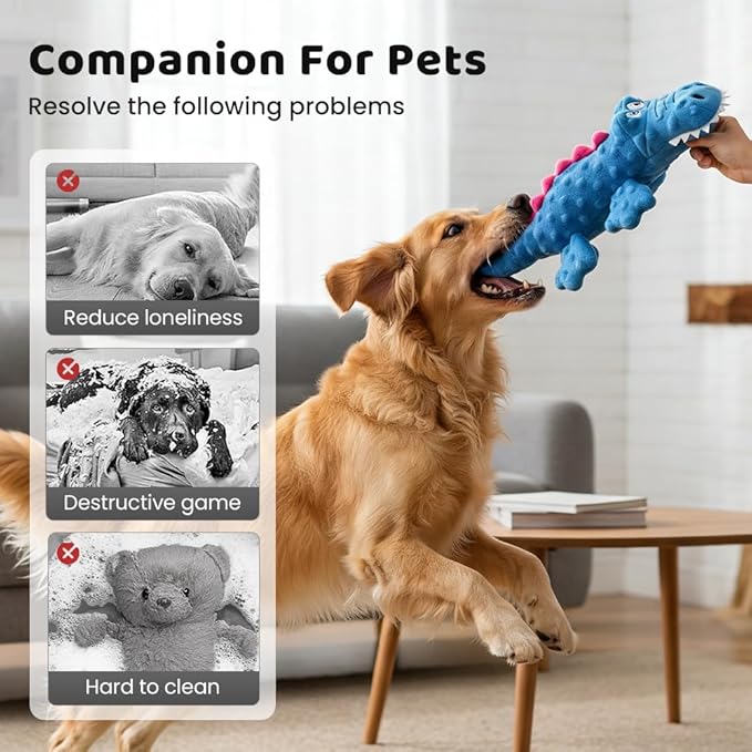 Indestructible Dog Toys for Aggressive Chewers, 2026 New Squeaky Dog Toys for Aggressive Chewers Dogs, Puppy, Interactive Squeaky Durable Teething Toys for Small Medium Large Pets (Blue)