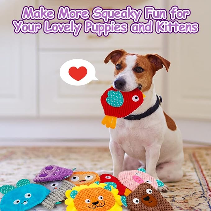 No Stuffing Dog Toys - 8 Pack Squeaky and Crinkle Plush Toys for Small Medium Dogs, Durable for Aggressive Chewers,Cute Puppy Textured Animals