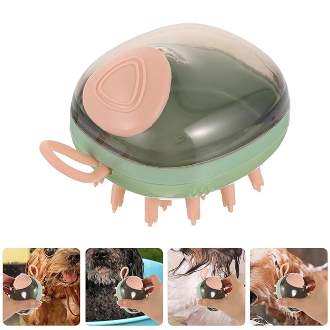 Cat and Dog Bath Brush for Grooming and Massage, Small Green Pet Bathing Tool with Soft Bristles, Suitable for Puppy and Adult Pet Cleaning Supplies