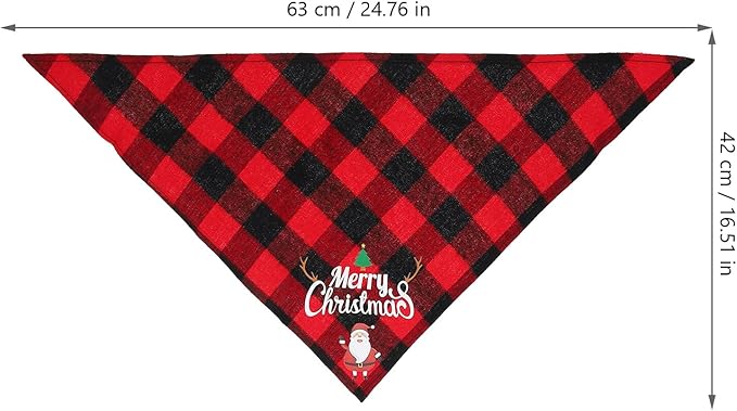Uonlytech Christmas Dog Scarves 2pcs Plaid Triangle Pet Bibs Red Black Festive Figure Green Black Snowman Bandanas for Holiday Pet Supplies