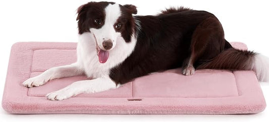 Made4Pets Dog Crate Pad Bed for Large Dogs, Washable & Reversible, Anti-Slip Kennel Mat for Cozy Sleeping, Soft Fluffy Dog Bed for Indoor & Outdoor Use, 36"x27", Pink