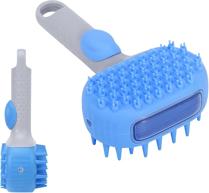 Cat Brush, Pet Grooming Brush Double-Sided, Knot Proof Deep-Cleaning Massager, Gentle Hair Care with Steam, Ergonomic Handle, Shedding Removal Bathing Kitten Dog Supplies