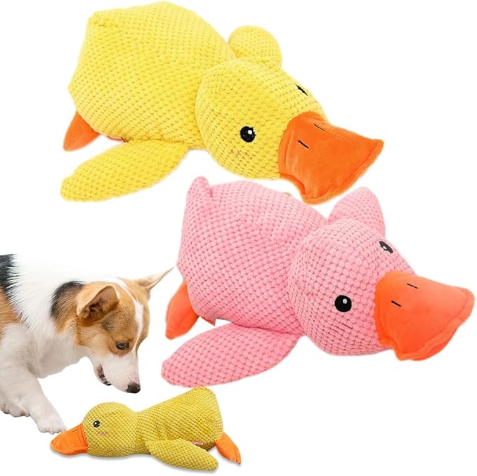 Duck Dog Toy for Dogs Pet Supplies,2025 Upgrade Durable Calming Ducks Dog Toy,Squeak Dog Toys Stuffed Fun for Indoor Puppies Small Dog Indoor Puppy Essentials (Yellow Pink)