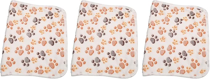 3Pcs Dog Paw Print Fleece Blanket, Pet Warm Sleep Mat, Coral Fleece Soft Dog Blanket with Cute Paw Design, Bite Resistant Pet Supplies for Dogs Cats Small Animals (25.5cm)