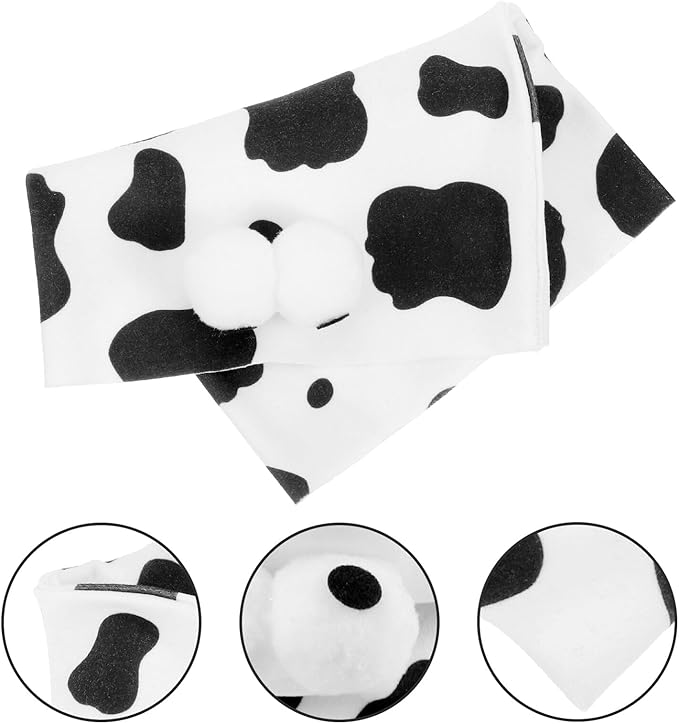 Pet Scarf Hood for Dogs and Cats, Warm Thickened Soft Fabric, Medium Size Cow Pattern, Comfortable Neck Warmer for Pet Supplies and Party Use