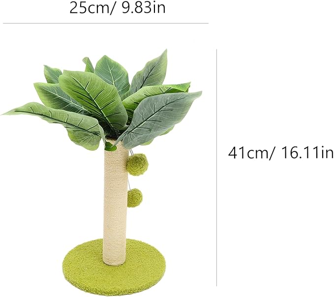 FRCOLOR Cat Scratching Post with Sisal Rope, Light Green Base Kitten Scratcher Tree, Wear-Resistant Indoor Cat Climbing for Household Pets