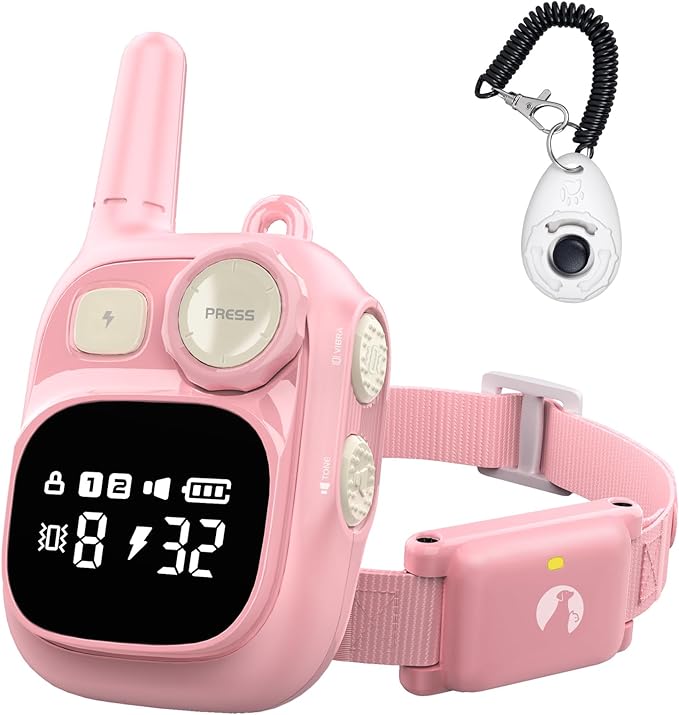 Dog Shock Collar with Remote Control 1800 FT, Adjustable Pink Electric Collar Rechargeable for 5–15lbs Small Dogs Puppy or 20-120 Pound Medium Large Dog, Safety Vibration Trainer
