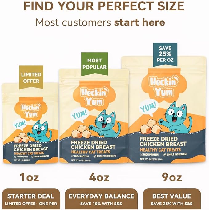 Freeze Dried Chicken Cat Treats 4 oz- Single Ingredient, Grain-Free, Gluten-Free, Filler-Free Freeze Dried Raw Cat Food Topper