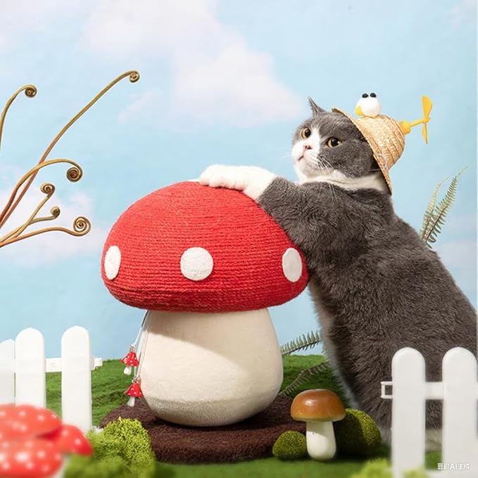 Mushroom Cat Scratching Post Cute Kitten Scratching Board with Natural Sisal Rope for Kittens and Small Cats