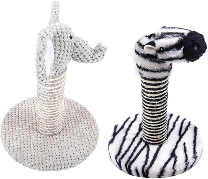 BESPORTBLE 2pcs Sisal Cat Scratching Posts with Climbing Frame Small Elephant Zebra Design Indoor Vertical Scratcher for Kittens and Cats