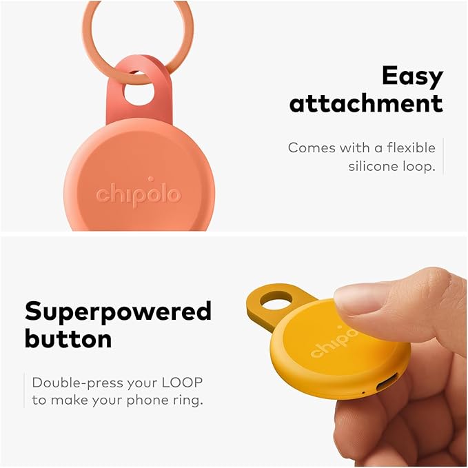 Chipolo LOOP - Rechargeable Bluetooth Tracker for Key and Pocket Location, Compatible with Apple or Google, Call Your Phone & Out of Range Alerts for Android (Navy)
