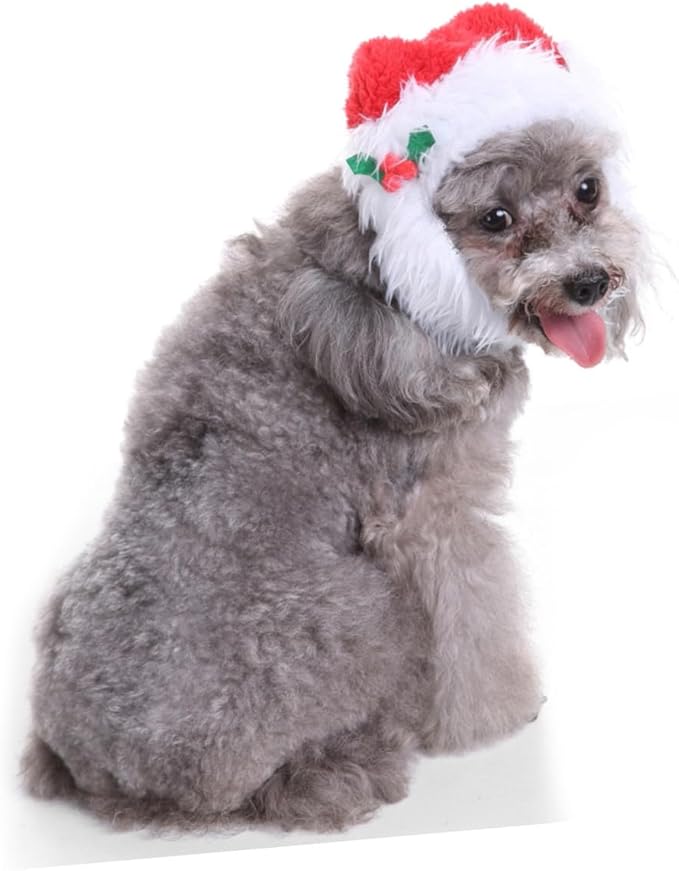 SHINEOFI Christmas Pet Headwear Ribbon Collar, Small Size Festive Dog Neck Accessory, Soft Fabric Christmas Pet Hat for Holiday Dress-up and Party Supplies