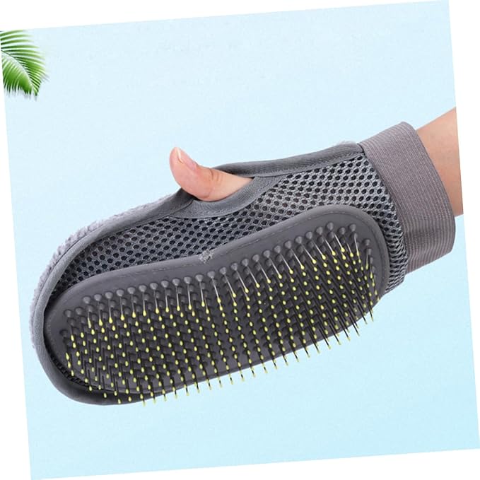 BESPORTBLE Grooming Gloves for Dogs Pet Massage Glove Efficient Pet Deshedding Grey