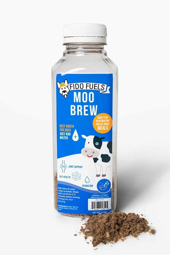 Moo Brew Freeze Dried Bone Broth - 16oz Bottle with 2.5oz Bone Broth Product