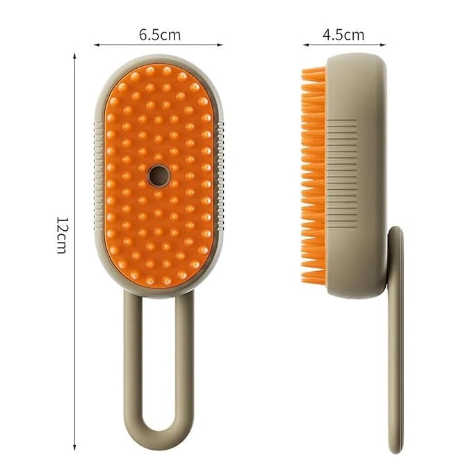 Pet Spritz Cat Defur Comb for Cats Dogs, 3-in-1 Self Cleaning Silicone Cat Steam Brush, Silicone Bristle Head 360° Rotating Pet Steam Brush (Khaki)
