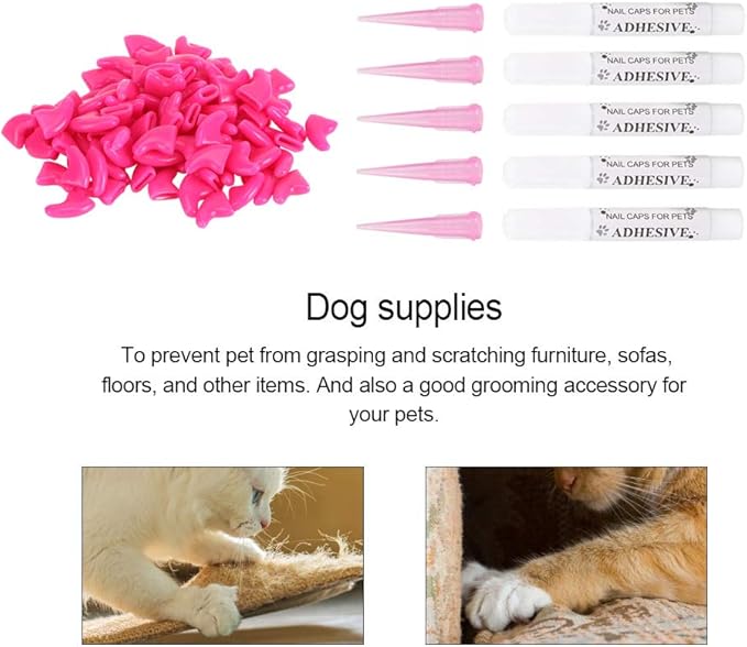 aqxreight 100PCS Pet Cat Soft PVC Nail Cover Claw Wrap Grooming Accessory Cat 2 Pet Scratchin Nail CoverCat CapCat Claw Grooming CoverCat Accessory (S)