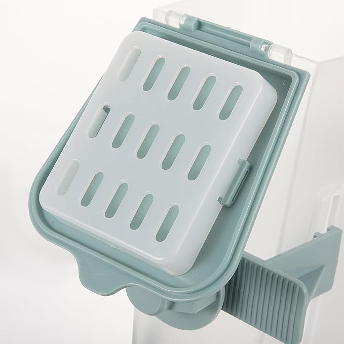 2l Hanging Automatic Pet Feeder with Food Dispenser, Sturdy Dog and Puppy Feeding Bowl for Cage and Crate Use, Blue Pattern Design for Indoor Pet Supplies