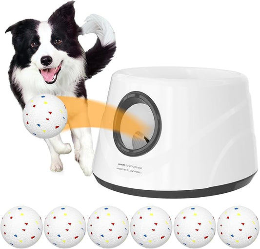 20-40ft Automatic Ball Launcher, Interactive Fetch Toy for Small Medium Dogs, Adjustable Rechargeable Tennis Thrower for Indoor Outdoor Fun, Physical Exercise and Brain Training(Grey)