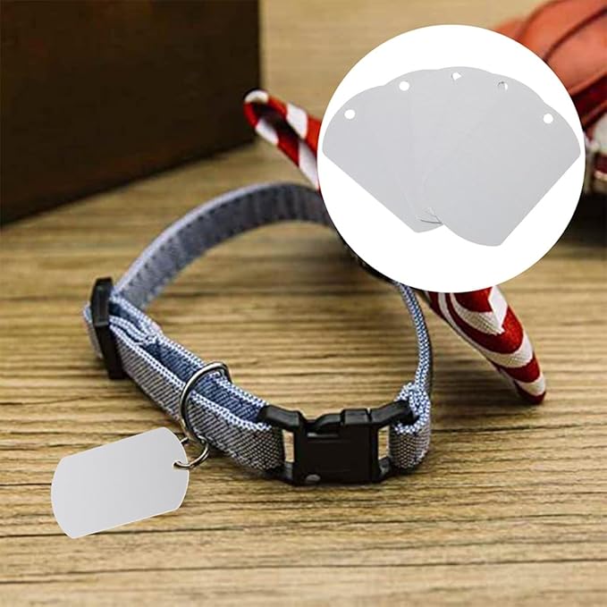 30pcs Blank Aluminum Dog Tags Pet Id Tags Silver 50x30mm Sturdy for Dogs Puppies Livestock Identification in Pet Supplies