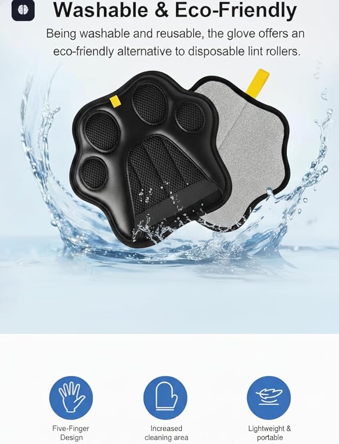 Pet Hair Remover Glove – Reusable Dog and Cat Grooming Glove, Pet Hair Removal Brush for Furniture, Clothes, Carpet, Car Seats – Washable and Eco-Friendly Grooming Supplies