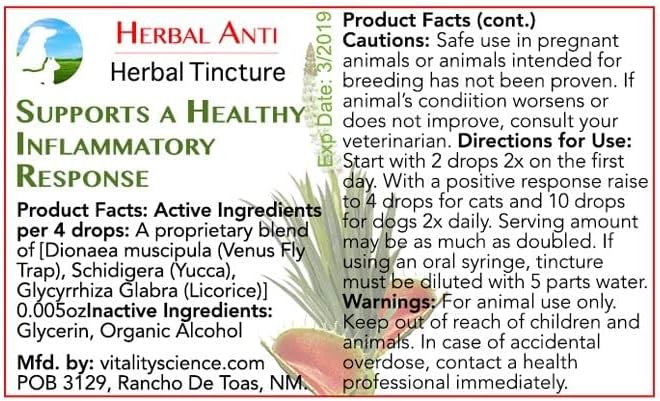 Vitality Science Herbal Anti for Cats and Dogs | Plant Based | GI Tract + Colon Health Supplement (0.5 oz)