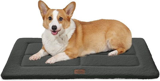 Reversible Dog Crate Pad Bed for Medium Dogs,Washable & Non-Slip Kennel Pet Mat, High Density Foam and Soft Fleece Cat Bed for Indoor & Outdoor Use, 29" x 21", Dark Gray