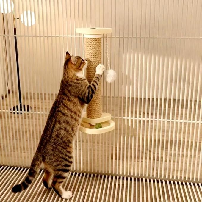 SHENGOCASE 2-Pack Cat Scratching Post with Track Ball Toys for Crate Cage, Cage Mounted with Self Groomer and Massager, Kennel Playpen Accessories