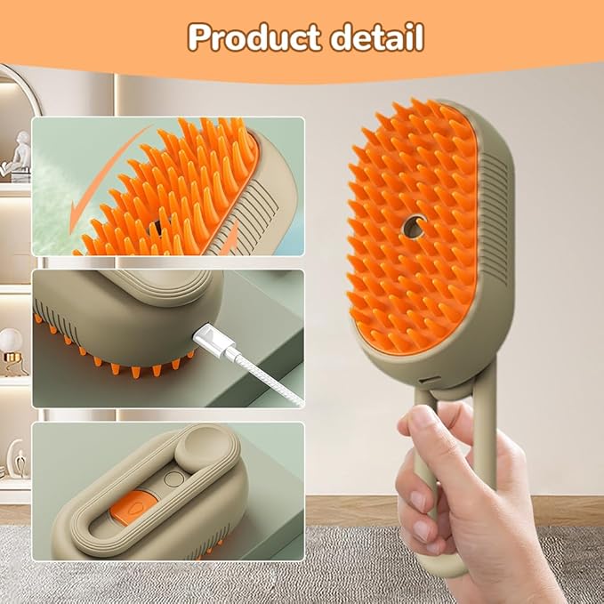 Cat Steam Brush, Ultimate Pet Steam Groomer Comb, Pet Hair Steamy Brushes for Massaging and Cleaning Shedding Pets, Multifunctional Hair Removal Comb for Cat and Dog (White)