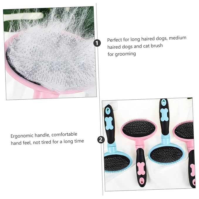 Cat Grooming Tool Ergonomic Cleaning Brush for Shedding Massage Comb for Dogs Cats Comfortable Handle to Remove Loose Fur and Dander Pink Pet Hairbrush