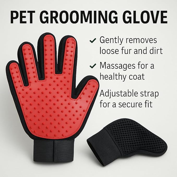 Pet Grooming Glove (Red)