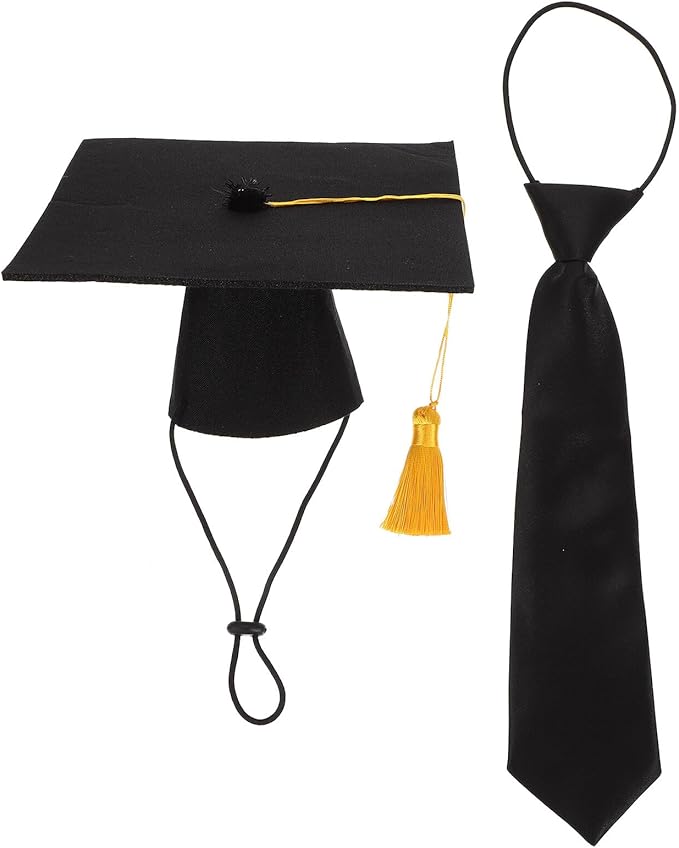 Pet Graduation Necktie Polyester Doctoral Hat Set Dog and Cat Graduation Costume Accessories for Party for Pet Supplies