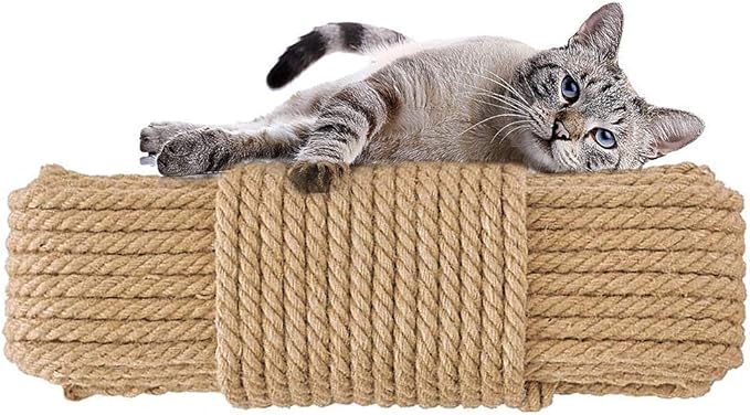 Aoneky Replacement Cat Scratching Post Sisal Rope - Hemp Rope for Cat Tree and Tower (1/4'' 164 Ft)