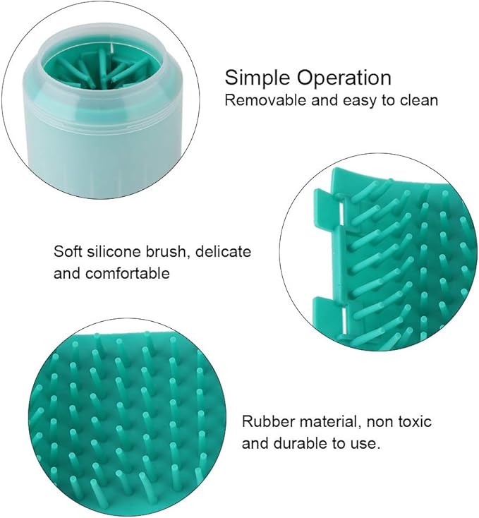Portable Pet Paws Cleanseing Cup, Multifunctional Grooming Tool for Cats and Dogs, Rubber Silicunique, Easy to Cleanse and Use (Green)