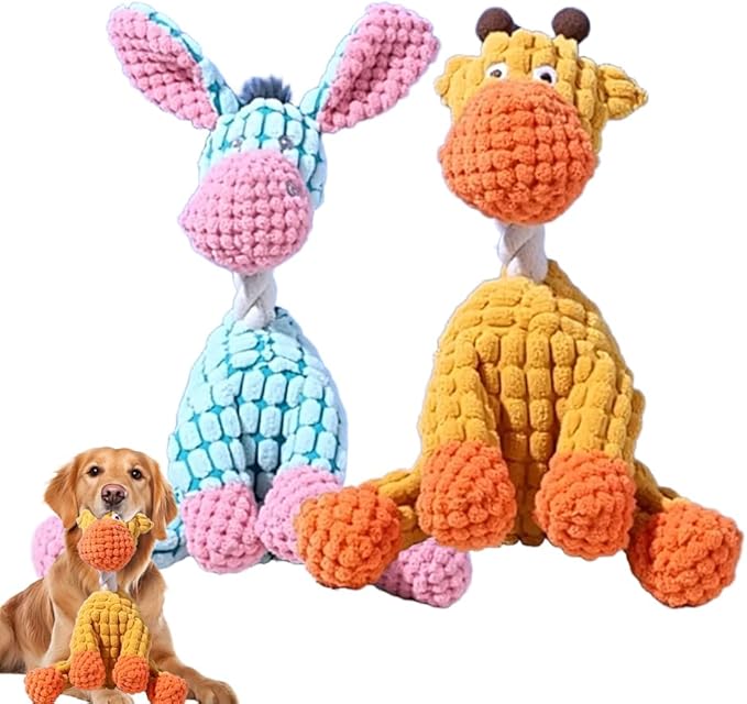 Indestructible Dog Toy, 2026 New Durable Plush Dog Toys for Aggressive Chewers, Interactive Squeaky Soft Puppy Chew Toy, Durable Teething Toys for Small Medium Large Dogs (Blue+Orange)