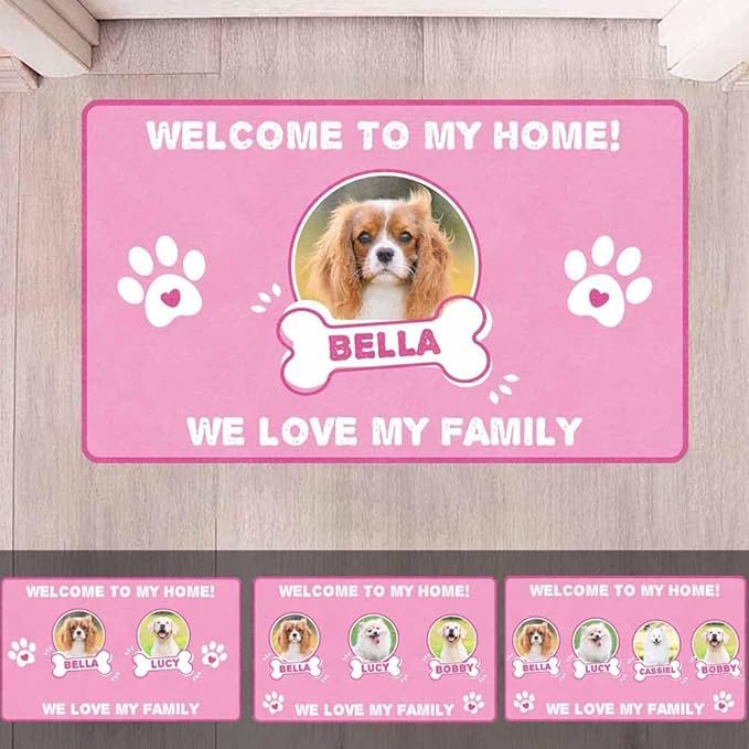 Generic Personalized Pink Welcome Doormat, Custom Funnychore Cat, Dog & Pet Mat - Kitchen, Bathroom, Picnic, Camping, Onesize - Style-4