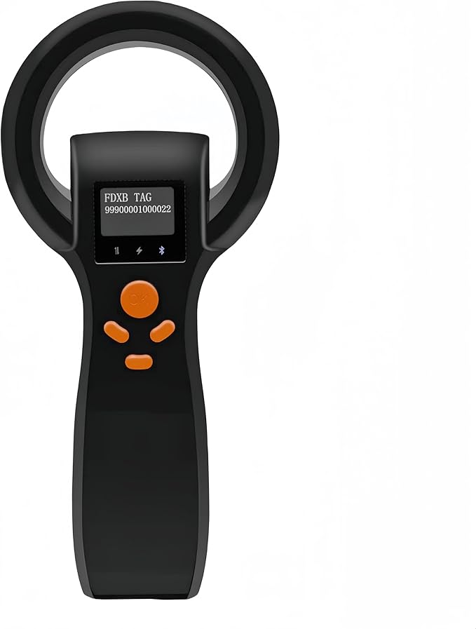 Universal Pet Microchip Scanner, Wireless Rechargeable Digital Pet Dog Cat Microchip Reader, Fast Reading FDX-A/FDX-B/HDX, Up to 16000 Data Records Bluetooth/USB