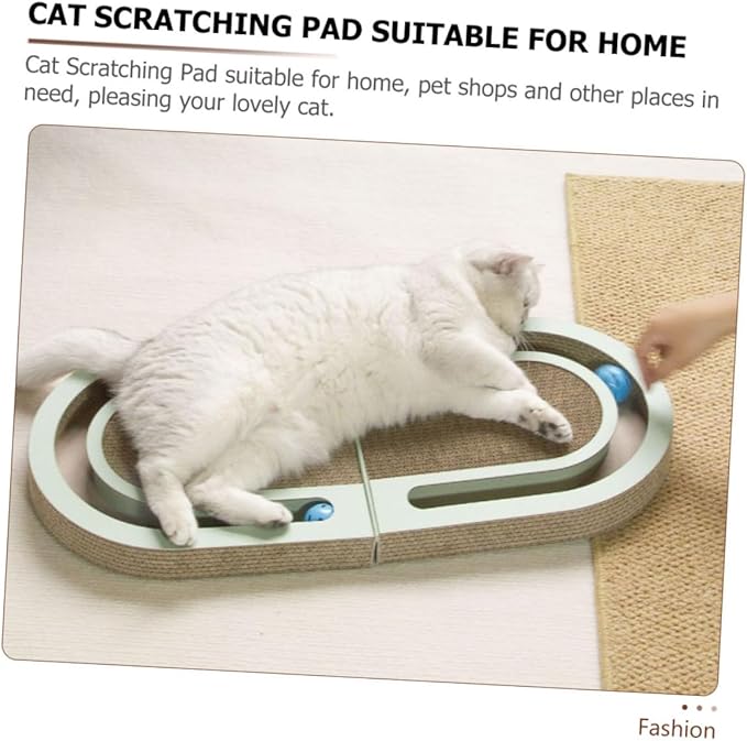 Indoor Cat Scratcher Board with Ball, Foldable Corrugated Cardboard Kitten Scratching Post for Household Cats and Kittens