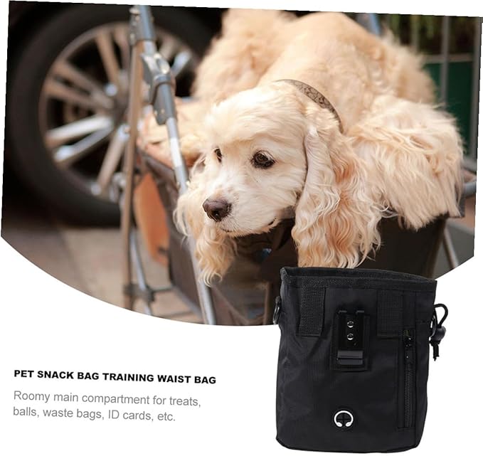 minkissy Dog Treat Training Pouch Portable Snack Bag Black 13x6x18cm Puppy Training Supplies Waist Pack for Outdoor Pet Treat Storage