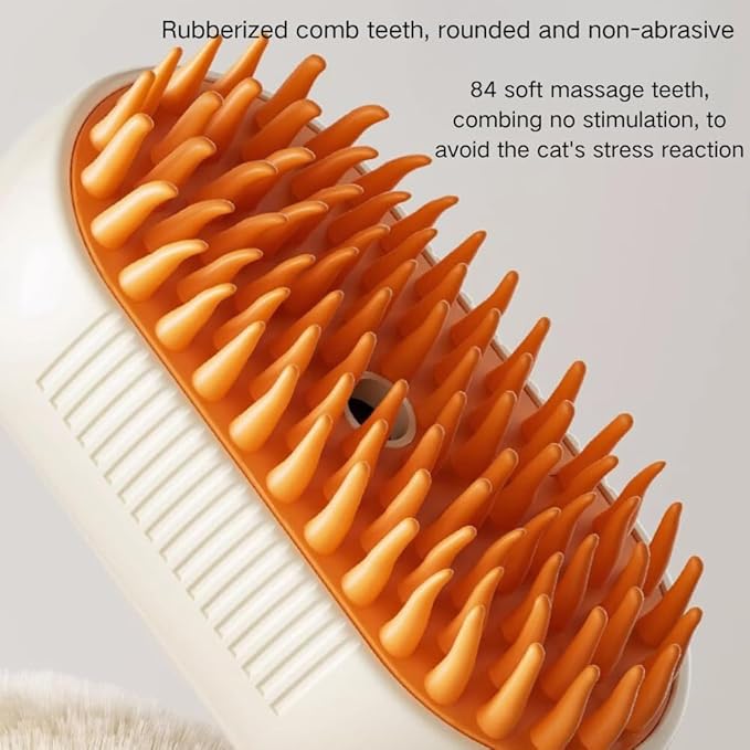 Cat Steam Brush,Rechargeable with Handle,Self-Cleaning Grooming Tool, for Cats and Dogs,3 In 1 Cat Steamy Brush, Multifunctional Hair Comb for Removing Tangled and Loose Hair (White)