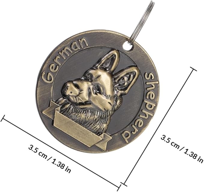ABOOFAN 4pcs Retro Metal Dog Id Tags Pet Hanging Charms Vintage Bronze Dog Collar Pendants for Shepherd Breed, Sturdy Name Tags for Pet Supplies and Collar Accessories