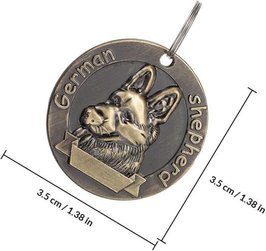 ABOOFAN 4pcs Retro Metal Dog Id Tags Pet Hanging Charms Vintage Bronze Dog Collar Pendants for Shepherd Breed, Sturdy Name Tags for Pet Supplies and Collar Accessories