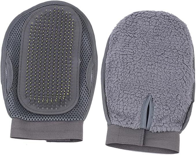 BESPORTBLE Pet Massaging Deshedding Glove Dematting Comb for Dogs Dog Grooming Glove Grey