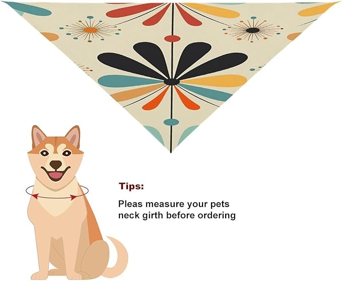 Dog Bandana Spring Pet Scarf Adjustable Triangle Retro Modern Printing Dog Bib Washable Polyester Puppy Bandana for Small Medium Large Dogs Cat Birthday Party Supplies
