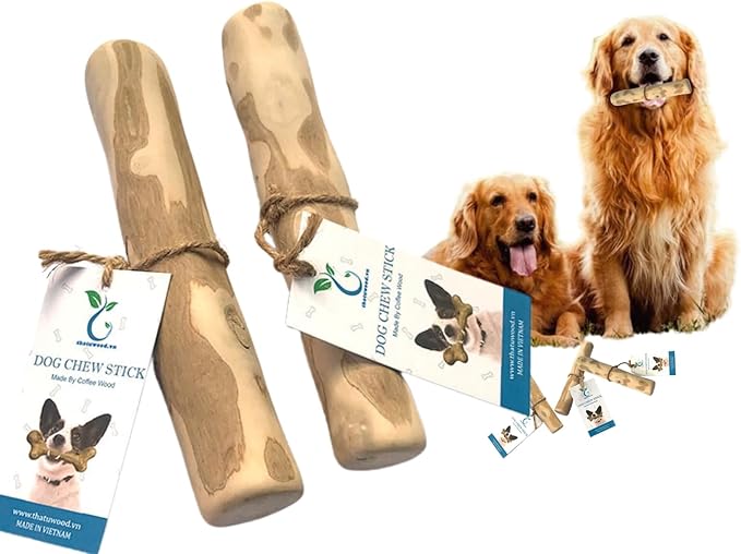 Coffee Wood Dog Chew Stick - Coffee Wood Stick for Your Pets - Non Toxic - Safe - Puppy Chew Toy for Teething - Made in Vietnam - 1 Pack/2 Pieces (Small)