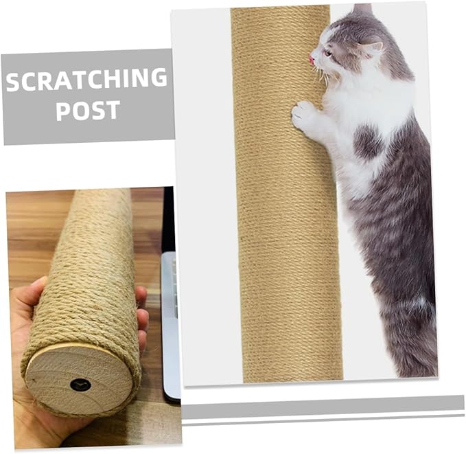 POPETPOP Cat Scratching Post with Jute Rope Durable Sturdy Design for Indoor Cats Height Diameter for Healthy Claw Maintenance and Furniture Protection